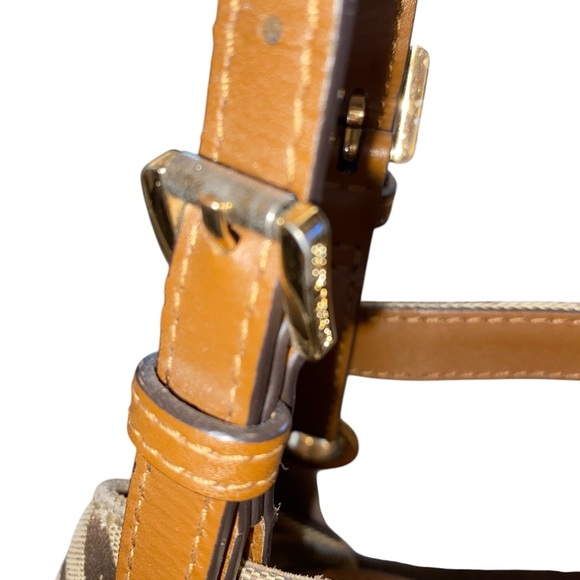 Michael Kors Jet Set brown & tan canvas Logo Tote Handbag satchel shoulder Purse - Picture 3 of 16